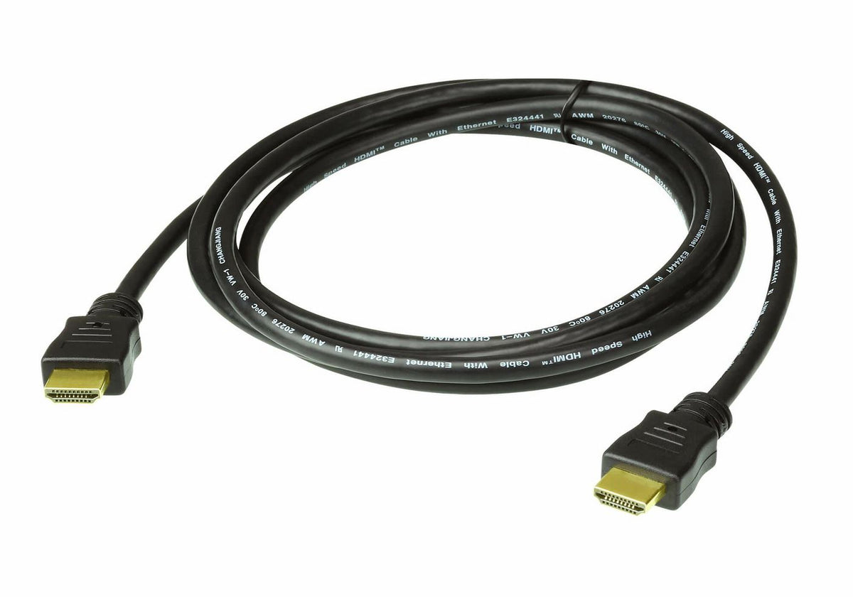 Aten High Speed HDMI Cable with Ethernet True 4K ( 4096X2160 @ 60Hz), 2 m HDMI Cable with Ethernet with Ethernet
