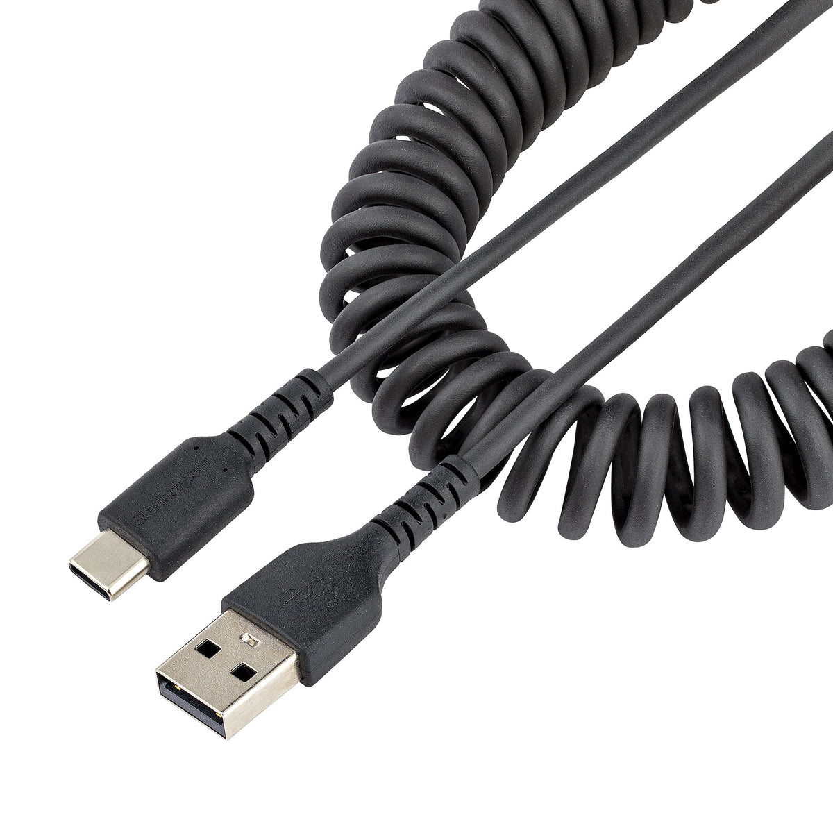 StarTech.com 3.3ft (1m) USB-A to USB-C Fast Charging Cable, Rugged, Coiled, Charge & Sync, 3A, USB 2.0, TPE Jacket and Aramid Fiber - USB Charging Cord