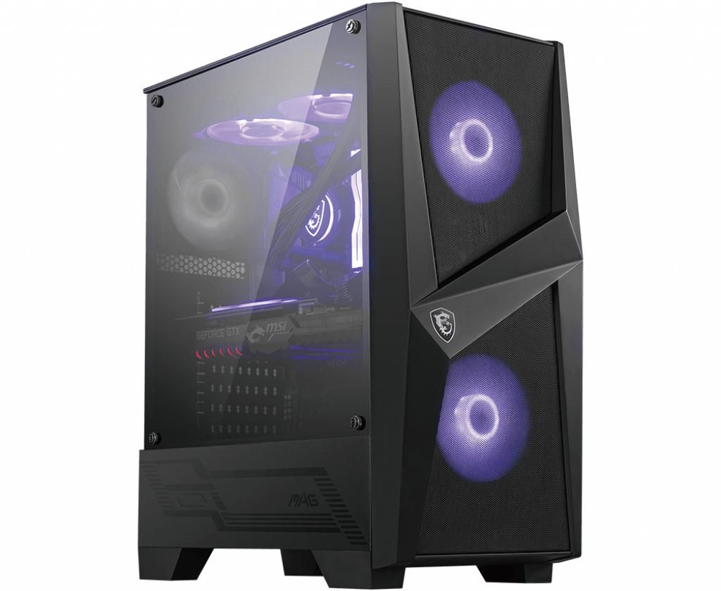 MSI Mag Forge 100R Mid Tower Gaming Computer Case 'Black, 2X 120Mm Argb Pwm Fan, 1X 120Mm Fan, 1-6 Argb Hub, Mystic Light Sync, Tempered