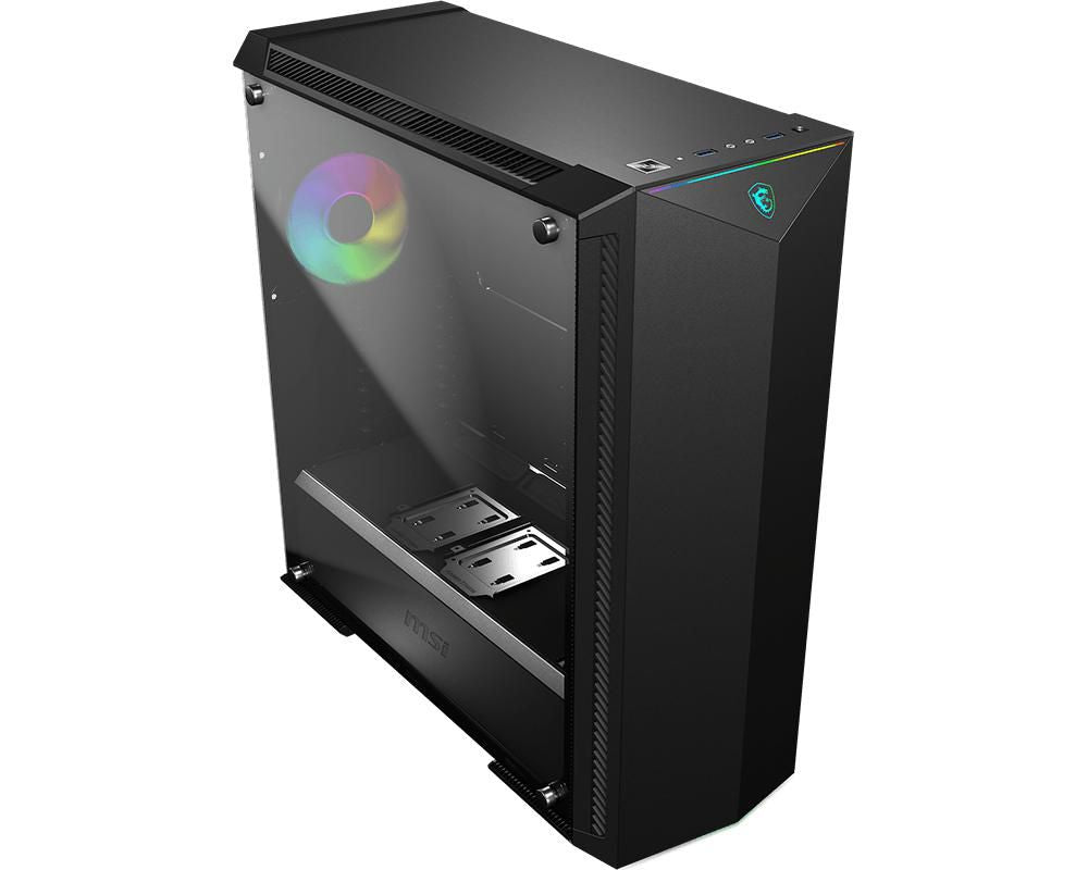 MSI Mpg Gungnir 100 Mid Tower Gaming Computer Case 'Black, 1X 120Mm Argb + 3X 120Mm Fan, Mystic Light Sync, 8 Channel Argb Hub, Tempered
