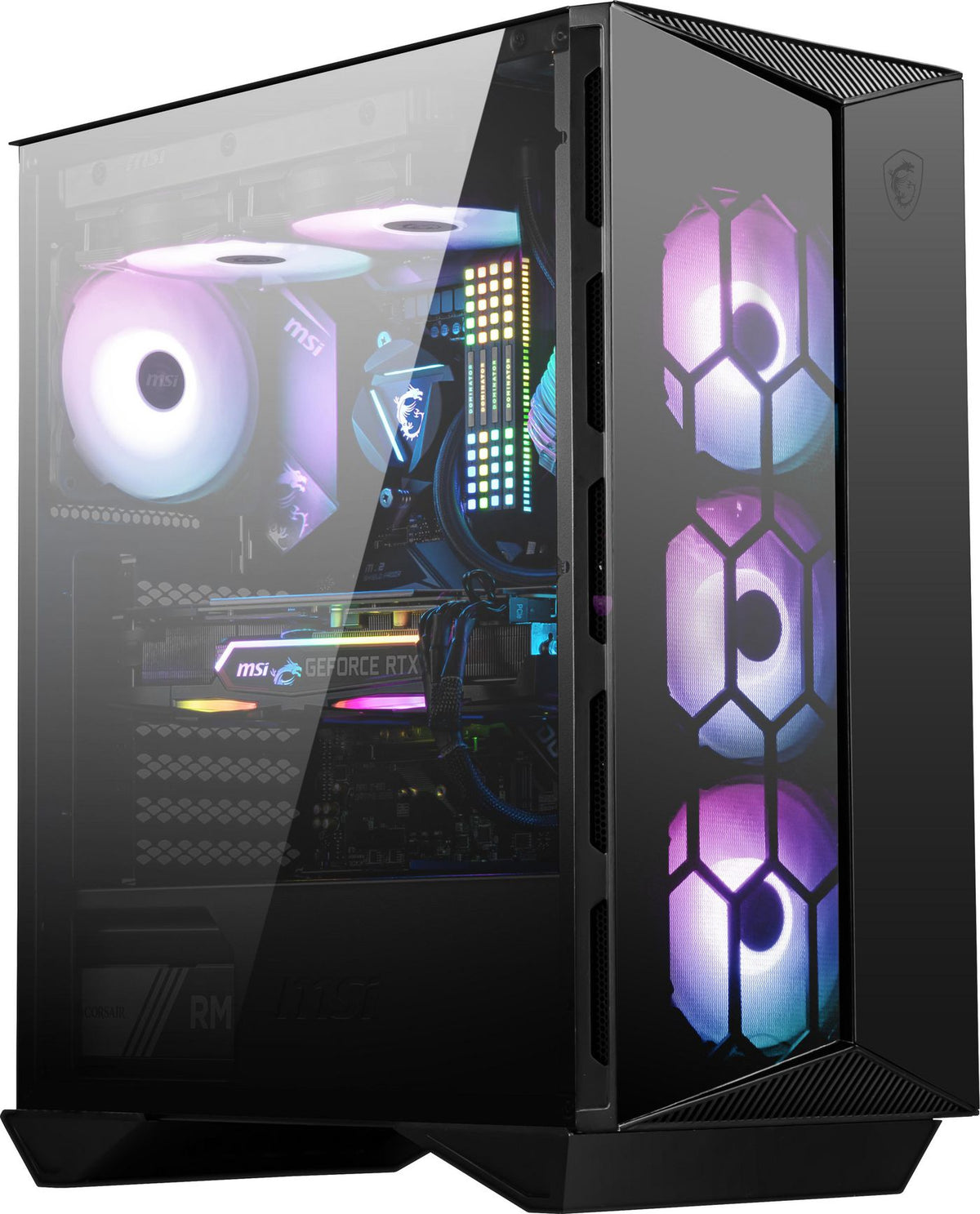 MSI Mpg Gungnir 110R Mid Tower Gaming Computer Case Black, Usb 3.2 Gen2 Type C, 4X 120Mm Argb Fan, Mystic Light Sync, 1 To 6 Argb Control