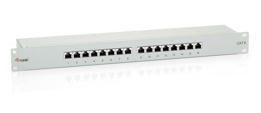 Equip PatchPanel Cat.6 16 Port equip 16-Port Cat.6 Shielded Patch Panel, Light Grey, RJ-45, Gold, Cat6, Gray, Rack mounting, 1U