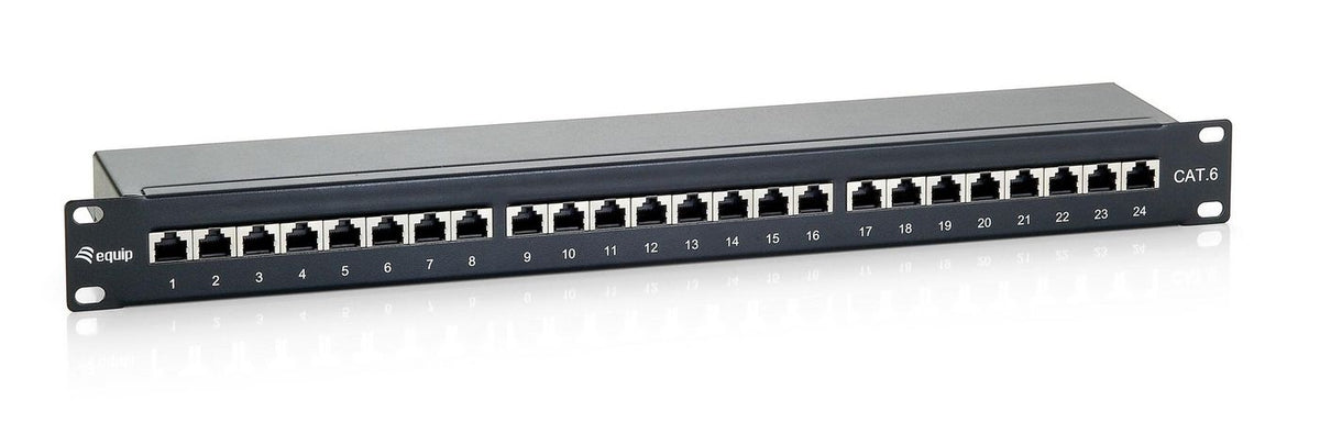 Equip PatchPanel Cat.6 24 Port equip 24-Port Cat.6 Shielded Patch Panel, Black, RJ-45, Gold, Cat6, Black, 1U, -40 - 80 °C