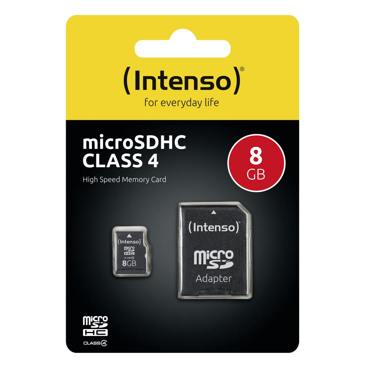 Intenso SD MicroSD Card 8GB Intenso i 3403460, 8 GB, SDHC, Class 4, 21 MB/s, 5 MB/s, Dust resistant,Scratch resistant