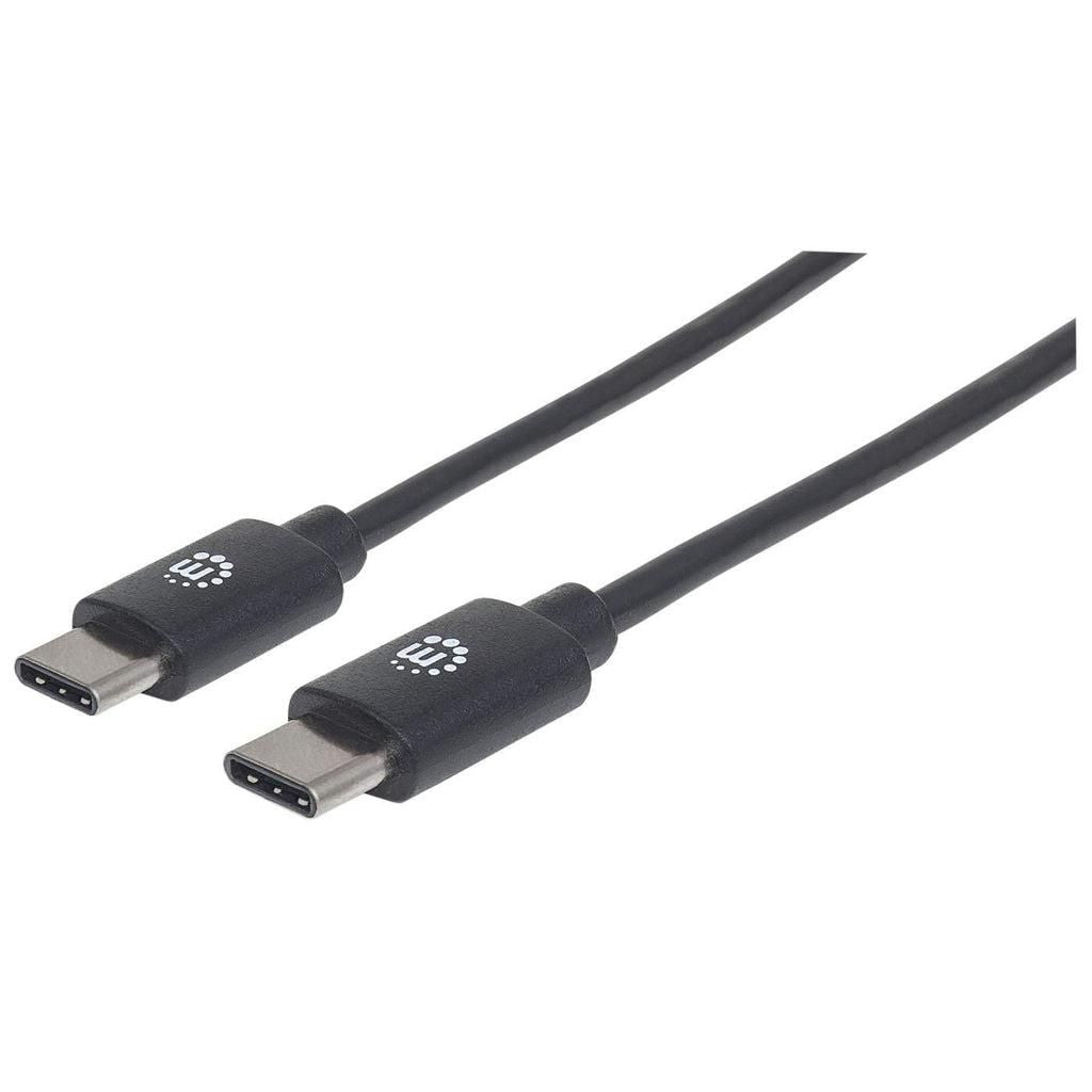 Manhattan Usb-C To Usb-C Cable, 1M, Male To Male, 480 Mbps (Usb 2.0), 3A (Fast Charging), Equivalent To Usb2Cc1M, Hi-Speed Usb, Black, Lifetime