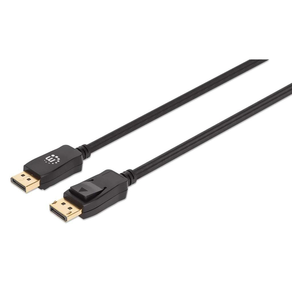 Manhattan Displayport 1.4 Cable, 8K@60Hz, 3M, Braided Cable, Male To Male, Equivalent To Dp14Mm3M, With Latches, Fully Shielded, Black,
