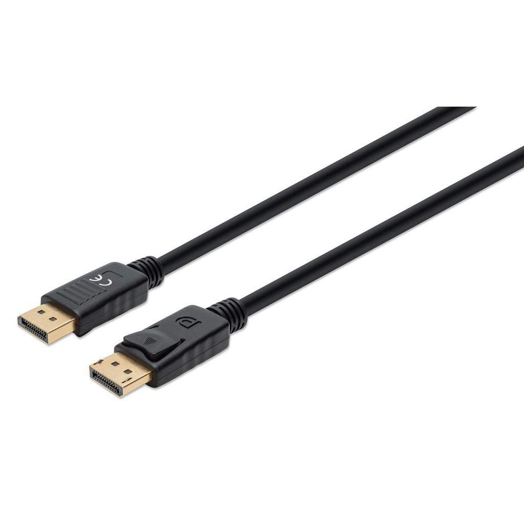 Manhattan Displayport 1.4 Cable, 8K@60Hz, 2M, Pvc Cable, Male To Male, Equivalent To Dp14Mm2M, With Latches, Fully Shielded, Black, Lifetime