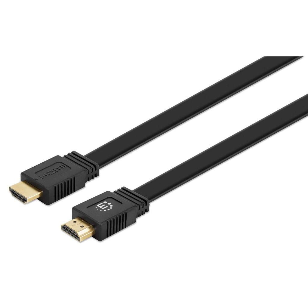 Manhattan Hdmi Cable With Ethernet (Flat), 4K@60Hz (Premium High Speed), 10M, Male To Male, Black, Ultra Hd 4K X 2K, Fully Shielded, Gold Plated