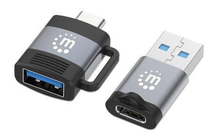 Manhattan 2-Piece Set: Usb-C To Usb-A And Usb-A To Usb-C Adapters, Male/Female Conversions, 5 Gbps (Usb 3.2 Gen1 Aka Usb 3.0), Superspeed Usb,