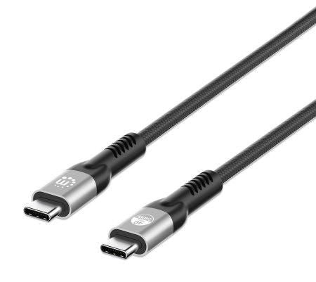 Manhattan Usb-C To Usb-C Cable (240W), 1M, Male To Male, Black, Thunderbolt 4, 40 Gbps (Usb4 Gen 3X2), Extended Power Range (Epr) Charging Up