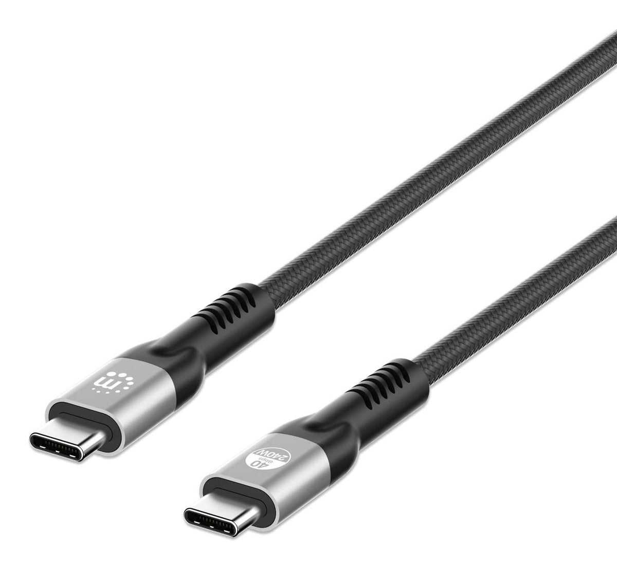Manhattan Fast USB-C to USB-C Cable (240W), 2m, 240W Laptop Charging + High-Speed Data & Video, Works with ALL Laptops (Note additional USB-C 240W wall charger needed), 40 Gbps Ultra-Fast Transfers, Extra-Long Reach for Desk or Floor Sockets, 3 year Warra