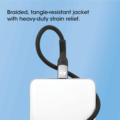 Manhattan Fast USB-C to USB-C Cable (240W), 2m, 240W Laptop Charging + High-Speed Data & Video, Works with ALL Laptops (Note additional USB-C 240W wall charger needed), 40 Gbps Ultra-Fast Transfers, Extra-Long Reach for Desk or Floor Sockets, 3 year Warra