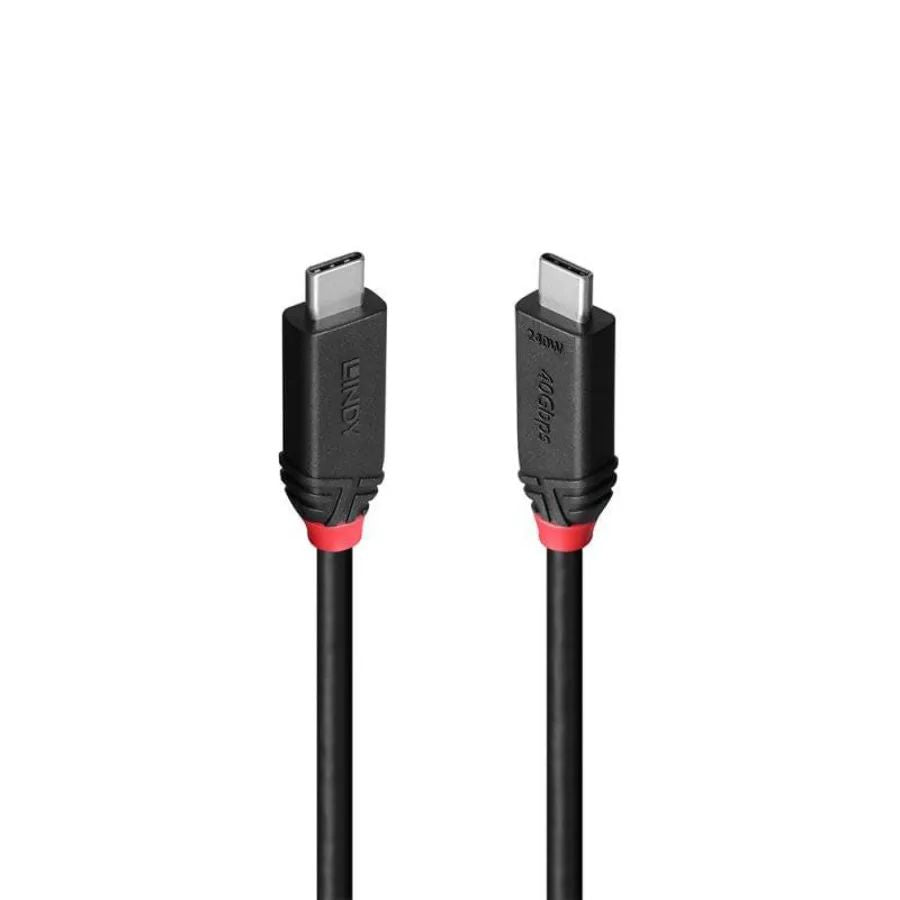 Lindy 0.5m USB4 240W Type C Cable, Black Line Lindy 0.5 m USB4 240W Type C Cable, Black Line, 2 m, USB C, USB C, USB4 Gen 3x2, 40 Gbit/s, Black