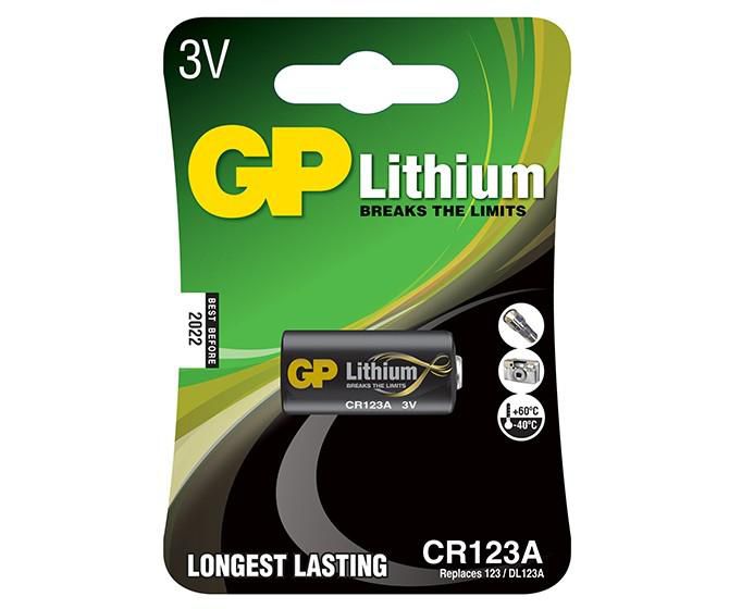 GP LITHIUM BATTERY CR123A Lithium CR123A, Single-use battery, CR123A, 3 V, 1-pack, Black