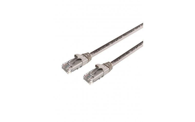 Mercodan UltraFlex Patch cable CAT6 UTP, 1.0m, Grey, LSZH Halogen-free, AWG26, copper, FLUKE tested