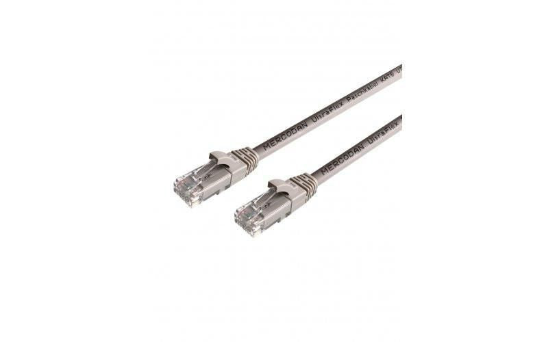 Mercodan UltraFlex Patch cable CAT6 UTP, 10m, Grey, LSZH Halogen-free, AWG26, copper, FLUKE tested