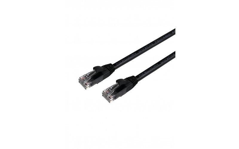 Mercodan UltraFlex Patch cable CAT6 UTP, 0.5m, Black, LSZH Halogen-free, AWG26, copper, FLUKE tested