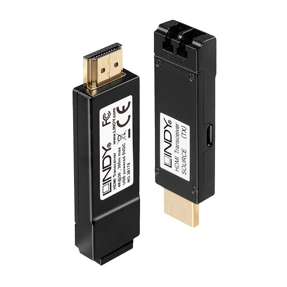 Lindy AV extender AV transmitter & receiver Black 38170, 3840 x 2160 pixels, AV transmitter & receiver, 300 m, Black