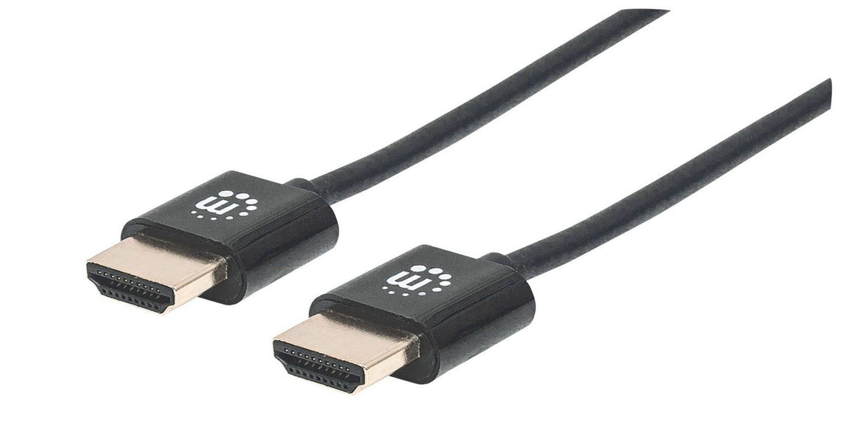 Manhattan Hdmi Cable With Ethernet (Ultra Thin), 4K@60Hz (Premium High Speed), 1M, Male To Male, Black, Ultra Hd 4K X 2K, Fully