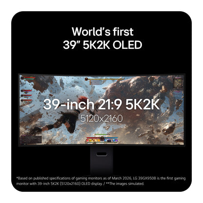 LG UltraGear 39GX950B evo GX9 39" OLED 5K2K 165Hz USB-C Height-Adjustable Curved Gaming Monitor