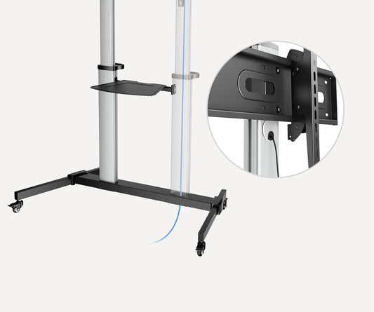 Manhattan Trolley Mount Stand for TV & Monitors, For screens: 37" to 100",VESA compatibility:all between 200x200 to 1000x600mm -check the dimensions of the four mounting holes on back of screen to ensure it fits,Max 80kg,Height adjustable 1200 to 1600mm,L