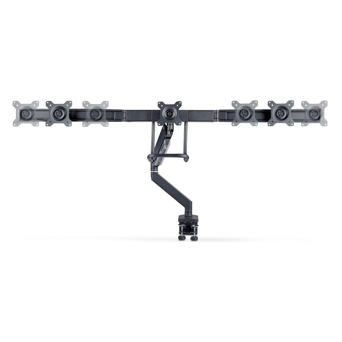 StarTech.com Desk Mount Triple Monitor Arm with Crossbar For Up To Three 27in Screens, VESA 75x75/100x100, Tool-Less Arm Adjustments, C-Clamp/Grommet, Spring-Assisted Arm