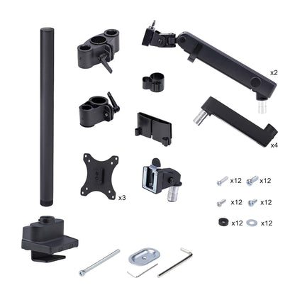 StarTech.com Desk Mount Triple Monitor Arm For Up To Three 27in Screens, VESA 75x75/100x100, Tool-Less Arm Adjustments, C-Clamp/Grommet Mount, Mechanical Spring Arm