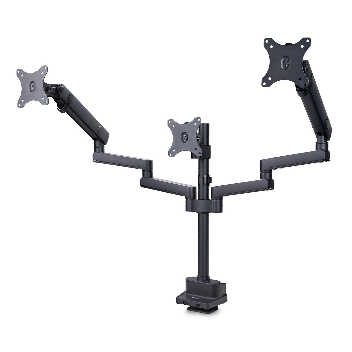 StarTech.com Desk Mount Triple Monitor Arm For Up To Three 27in Screens, VESA 75x75/100x100, Tool-Less Arm Adjustments, C-Clamp/Grommet Mount, Mechanical Spring Arm