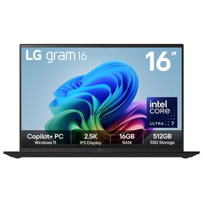 LG Gram 16Z90TL-G 16" Hybrid AI Copilot+ Laptop - Intel® Core™ Ultra 7 256V, 512GB SSD, 16 GB RAM - Black - [2025]