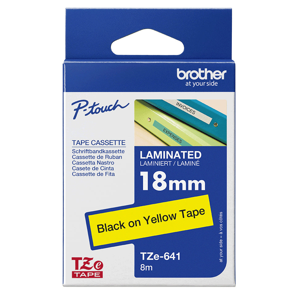 Brother TZE-641 DirectLabel black on yellow Laminat 18mm x 8m for Brother P-Touch TZ 3.5-18mm/36mm/6-18mm/6-24mm/6-36mm