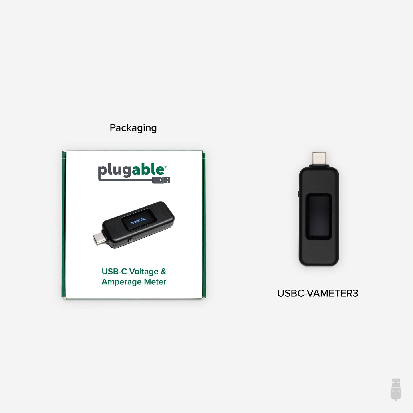 Plugable Technologies USB C Power Meter Tester for Monitoring USB-C Connections up to 240W - Digital Multimeter Tester for USB-C Cables, Laptops, Phones, Chargers - Driverless