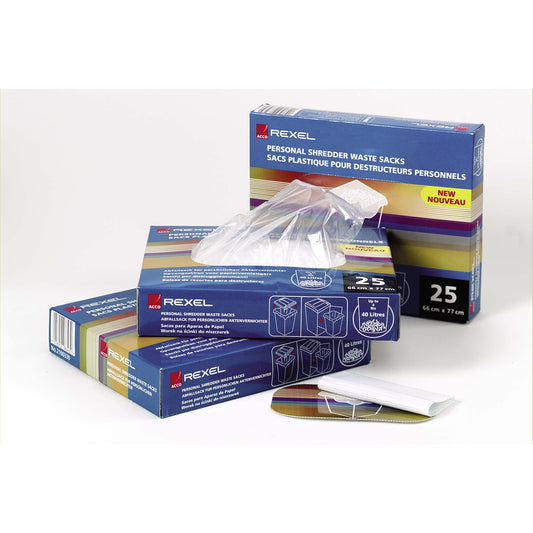 Rexel Plastic Waste Sacks for Wide Entry Shredders 175L (pack of 100)