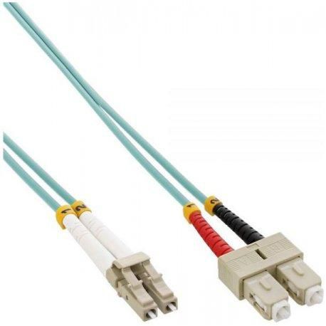 Mercodan Fiber patch cable LC-SC OM3 5.0m, 50/125, multimode, Duplex, Aqua, 2mm, LSZH Halogen-free