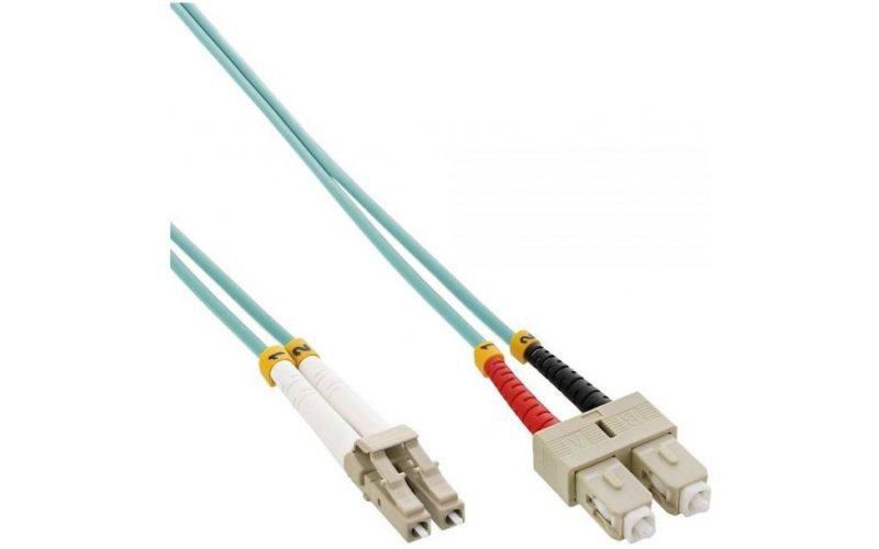 Mercodan Fiber patch cable LC-SC OM3 10.0m, 50/125, multimode, Duplex, Aqua, 2mm, LSZH Halogen-free