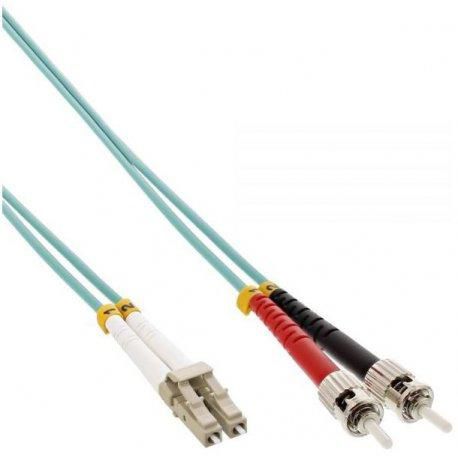 Mercodan Fiber patch cable LC-ST OM3 10m, 50/125, multimode, Duplex, Aqua, 2mm, LSZH Halogen-free