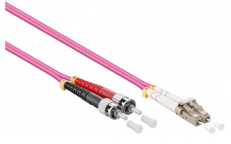 Mercodan Fiber patch cable LC-ST OM4 3.0m, 50/125, multimode, Duplex, Violet, 2mm, LSZH Halogen-free