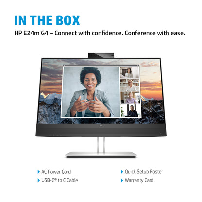 HP E24m G4 FHD USB-C Conferencing Monitor computer monitor 60.5 cm (23.8") 1920 x 1080 pixels Full HD Black, Silver