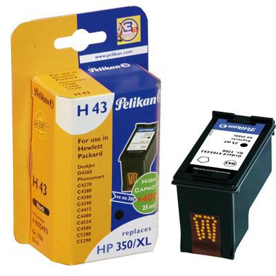 Pelikan Hp350xl H43, Pigment-based ink, Black, HP DeskJet D4260, D4263, D4267, D4360, D4363, D4367, OfficeJet J5730,