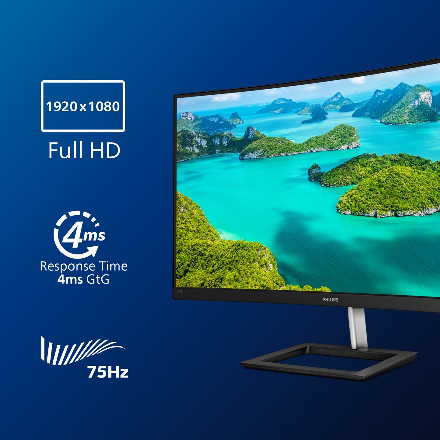 Philips E Line 322E1C/00 computer monitor 80 cm (31.5") 1920 x 1080 pixels Full HD LCD Black