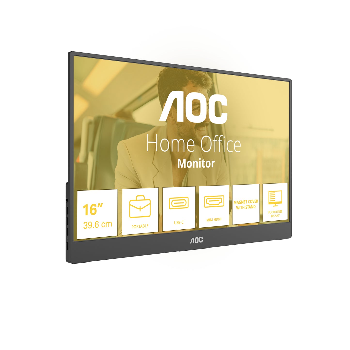 AOC 16T20E2 portable TV/monitor Portable monitor Black 39.6 cm (15.6") LED 1920 x 1080 pixels