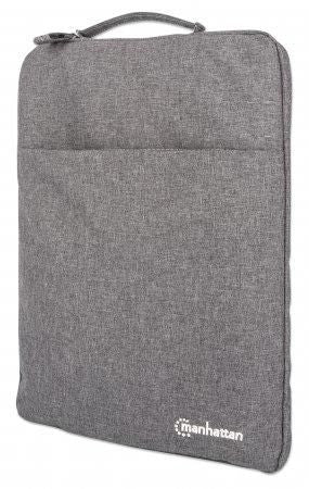 Manhattan Seattle Laptop Sleeve 15.6", Grey, Padded, Extra Soft Internal Cushioning, Main Compartment With Double Zips, Zippered Front Pocket,