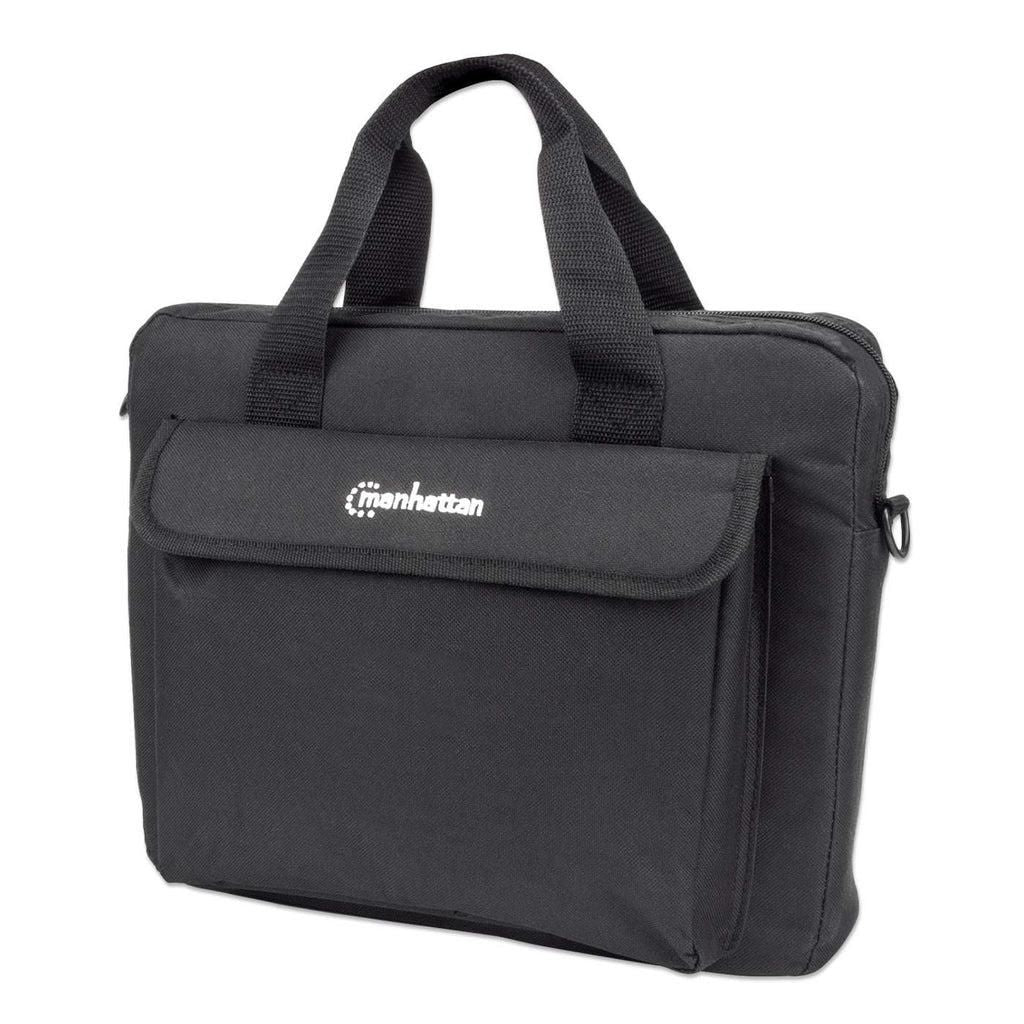 Manhattan London Laptop Bag 12.5", Top Loader, Black, Low Cost, Accessories Pocket, Shoulder Strap (Removable), Notebook Case, Three Year