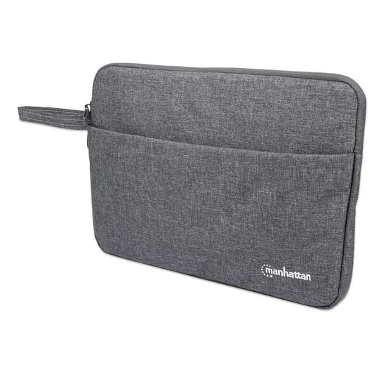 Manhattan Seattle Laptop Sleeve 14.5", Grey, Padded, Extra Soft Internal Cushioning, Main Compartment With Double Zips, Zippered Front Pocket,