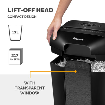 Fellowes LX Series Paper Shredder LX50 9 Sheet Cross Cut Shredder with 17 Litre Bin High Security P4 Black