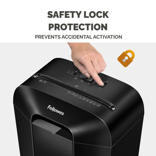 Fellowes LX Series Paper Shredder LX50 9 Sheet Cross Cut Shredder with 17 Litre Bin High Security P4 Black