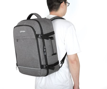 Manhattan Rome Notebook Travel Backpack 17.3", Two Sleeves for Most Laptops Up To 17.3" and Tablets Up To 11", Aircraft-friendly Carry-on, 40L Capacity, Multiple Accessory Pockets, Three Soft Clamshell Cases, Two Handles, Stowable Shoulder Straps, Light G