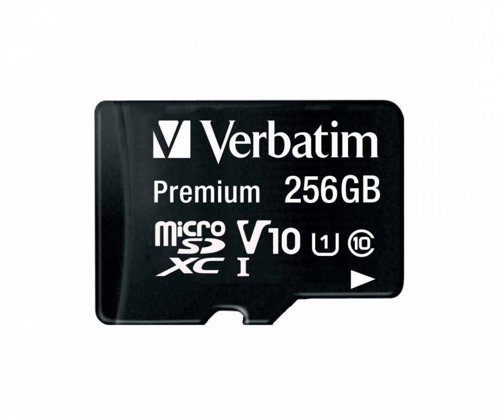 Verbatim MICRO SDXC PREMIUM UHS-I 256GB microSDXC Card 256GB, Premium, Class 10, U1 - (R) 90MB/s - (W) 10MB/s