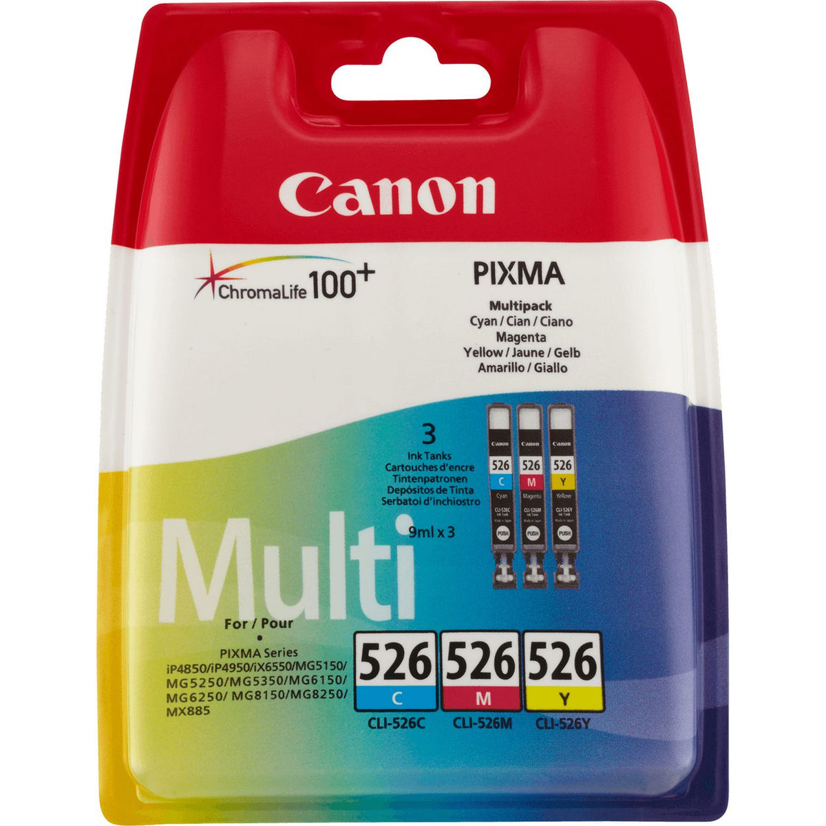 Canon Ink Valuepack C/M/Y CLI-526 CLI-526 C/M/Y, Original, Pigment-based ink, Cyan,Magenta,Yellow, Canon, Canon PIXMA iX6550, 3 pc(s)