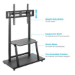 Manhattan Trolley Mount Stand for TV & Monitors, For screens 37" to 100", VESA compatibility: all between 200x200 to 800x600mm - check the dimensions of the four mounting holes on back of screen to ensure it fits, Max 150kg, Height-adjustable to four leve