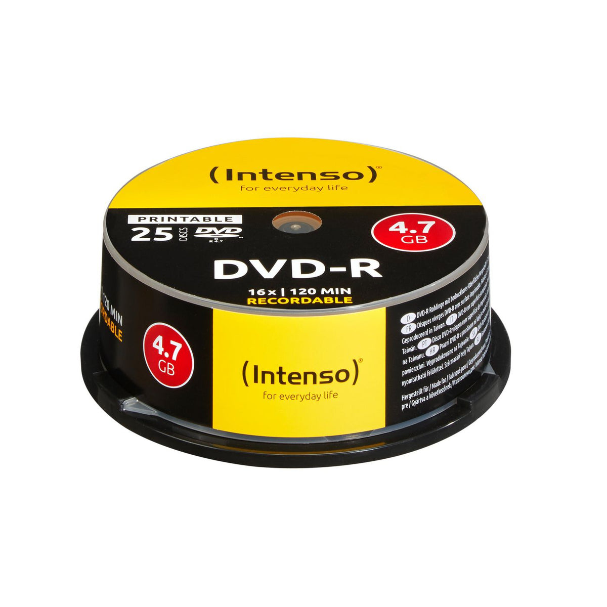 Intenso DVD-R 4.7GB, Print, 16x (25) DVD-R 4.7GB, Printable, 16x, 4.7 GB, DVD-R, 120 mm, 25 pc(s), 240 min, cakebox